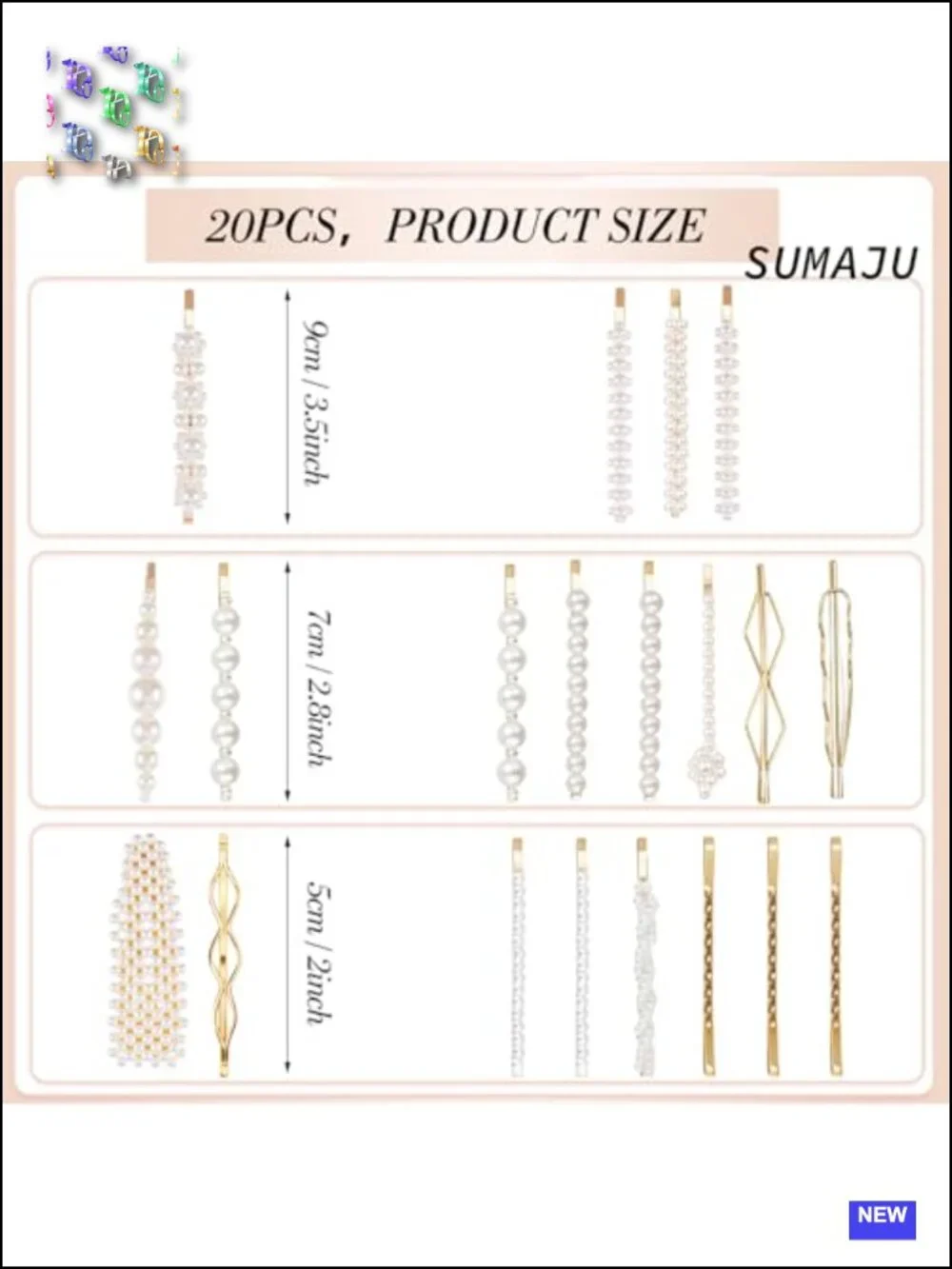 20 Pcs Pearl Hair Clips Set Decorative Bobby Pins Barrettes for Women Girls